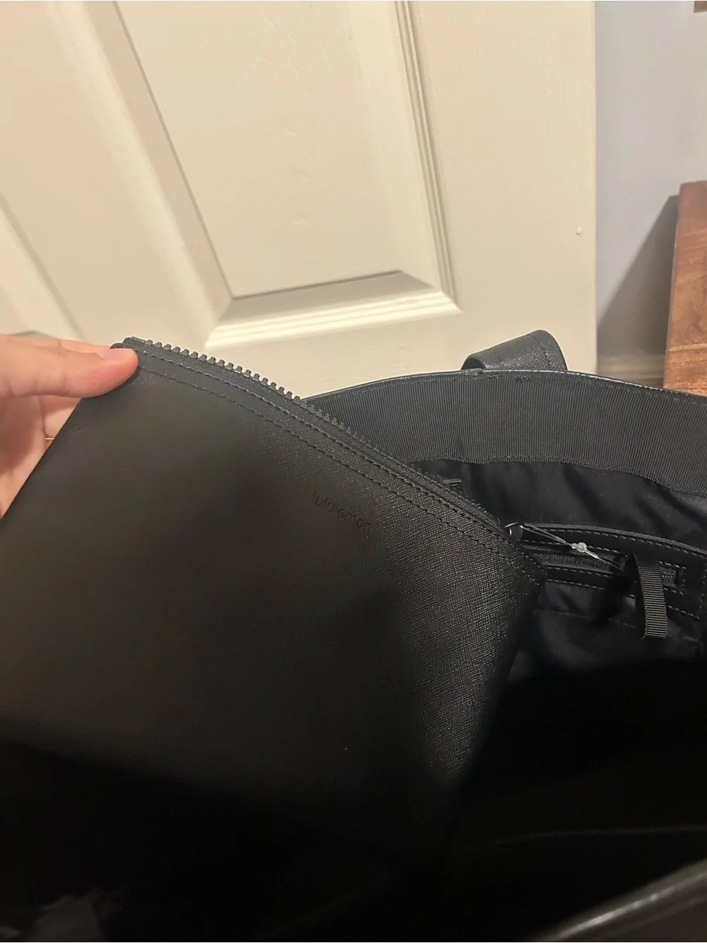 lululemon athletica Black Faux Leather-Look Tote